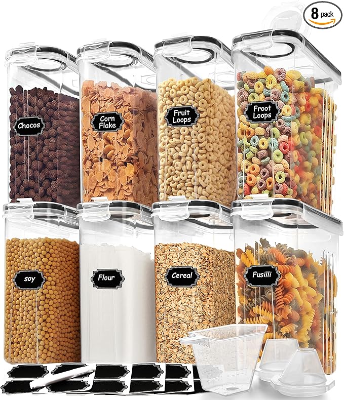 Skroam 8PCS Cereal Containers Storage, Airtight Food Storage Containers by Skroam