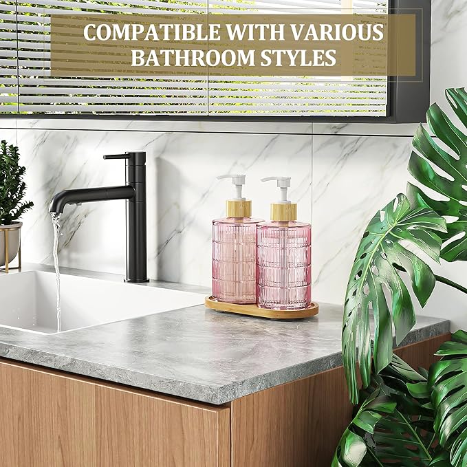 MASADI Soap Dispenser Set with Bamboo Tray, Dish and Hand Soap Lotion Dispenser - Image 6