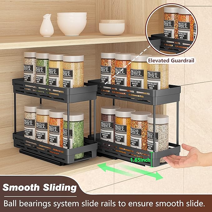Pull Out Spice Rack Organizer for Cabinet, 3 Packs Slide Out Spice Racks - Image 5