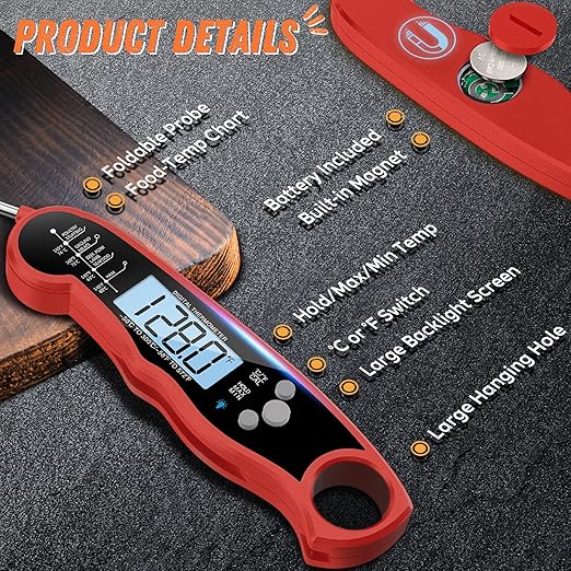 Instant Read Meat Thermometer for Grill and Cooking, Fast & Precise Digital - Image 6