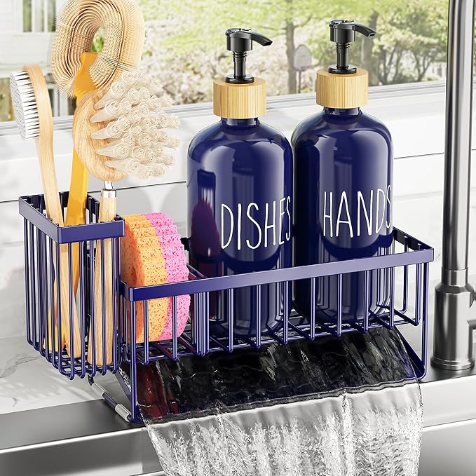 Cisily Navy Blue Kitchen Dish Soap Dispenser, 16 fl Oz Dual Kitchen Soap - Image 3