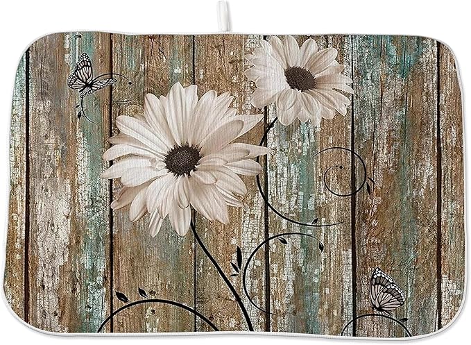 Floral Dish Drying Mat 18x24 Inches by OFIRD