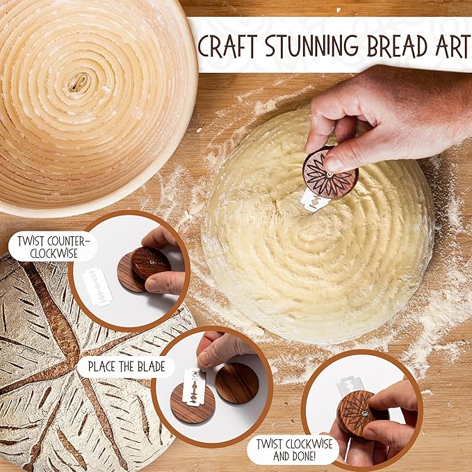 Superbaking Sourdough Proofing Basket Gift Set, Round 9" & Oval 10" Banneton - Image 6