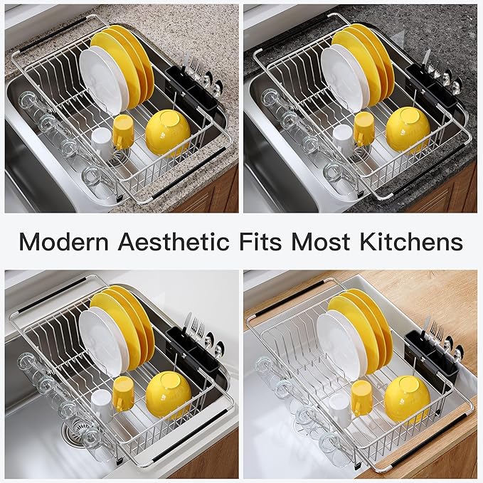 JASIWAY Dish Drying Rack in Sink, Expandable Stainless Steel Dish Drainers - Image 9