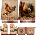 Leinuosen 6 Farm Rooster Farmhouse Kitchen Decor Dish Towels Oven Mitts and Pot by Leinuosen
