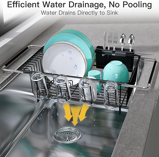 JASIWAY Dish Drying Rack in Sink, Expandable Stainless Steel Dish Drainers - Image 6
