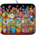 Colorful Floral Dish Drying Mat 16 X 18 Black Spring Flowers Absorbent by Giwawa
