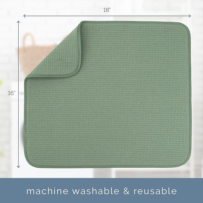 S&T INC. Dish Drying Mat, 16” x 18”, Absorbent Microfiber Kitchen Counter Mat - Image 6
