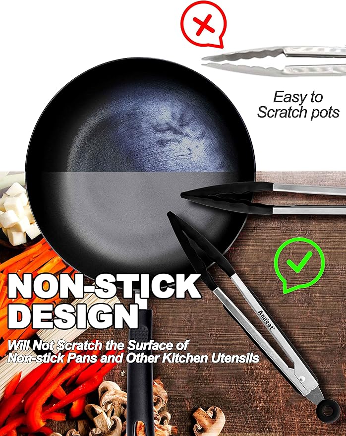 Anaeat Non-Stick Silicone Locking Tong Set of 3 - Image 3