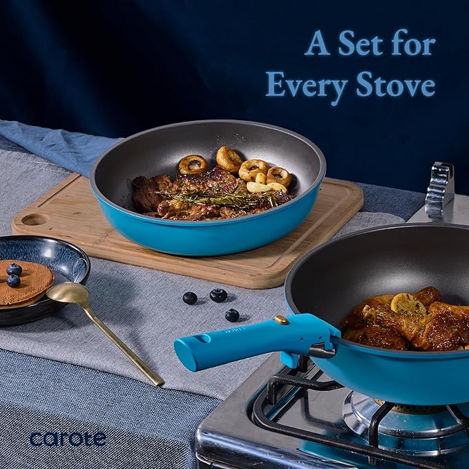 CAROTE 21pcs Pots and Pans Set, Nonstick Cookware Set Detachable Handle - Image 4