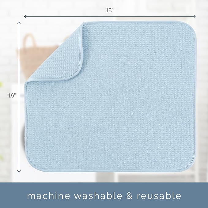 S&T INC. Dish Drying Mat, 16” x 18”, Absorbent Microfiber Kitchen Counter Mat - Image 6