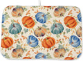 Fall Dish Drying Mat 18x24 Inch Burnt Orange Blue Green Pumpkin Leaves Drying by DAFENA