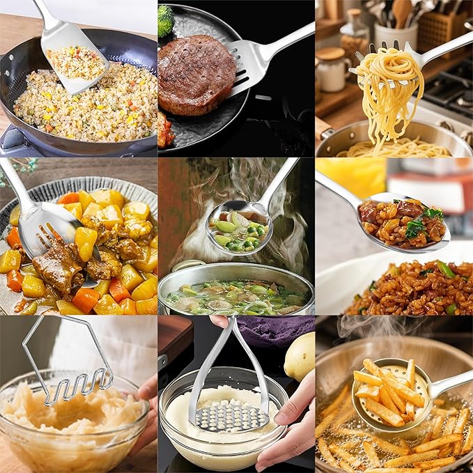 18/0 Stainless Steel Cooking Utensils Set, Heavy Duty Kitchen Utensils - Image 5
