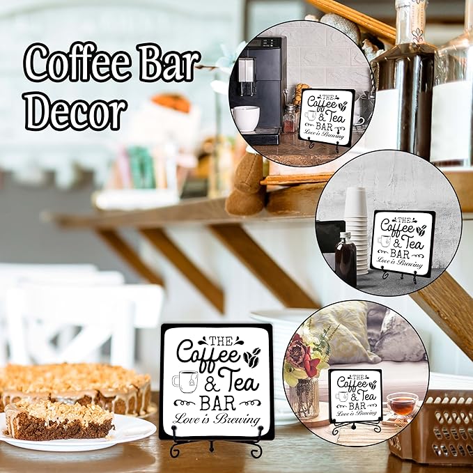 Coffee Bar Sign, Love is Brewing Farmhouse Tabletop Decor, Coffee and Tea Lover - Image 3