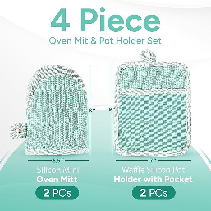 Casa Platino Heat Resistant Oven Mitts & Pot Holders, 4-Piece – Oven Mitt - Image 2