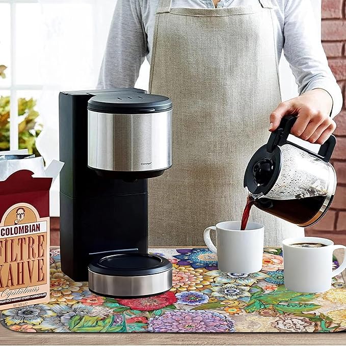Kitchen Countertop Dish Drying Mat, Super Absorbent Coffee Bar Mat - Image 8