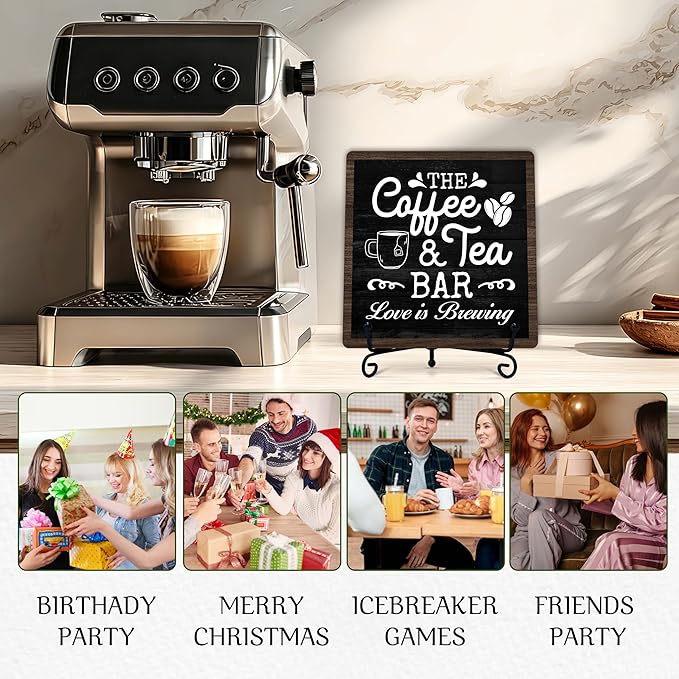 Coffee Bar Sign, Love is Brewing Farmhouse Tabletop Decor, Coffee and Tea Lover - Image 5