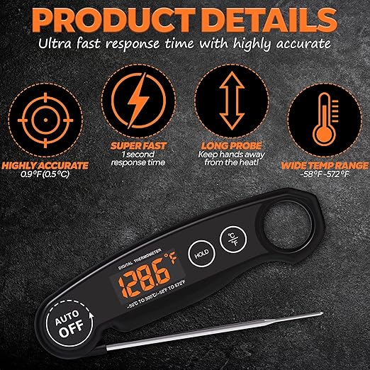 1 Second Instant Read Food Thermometer Rechargeable Meat Thermometer Digital - Image 6