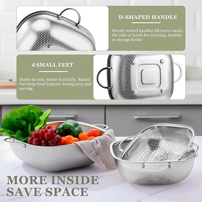 E-far 6QT Stainless Steel Colander - Image 5