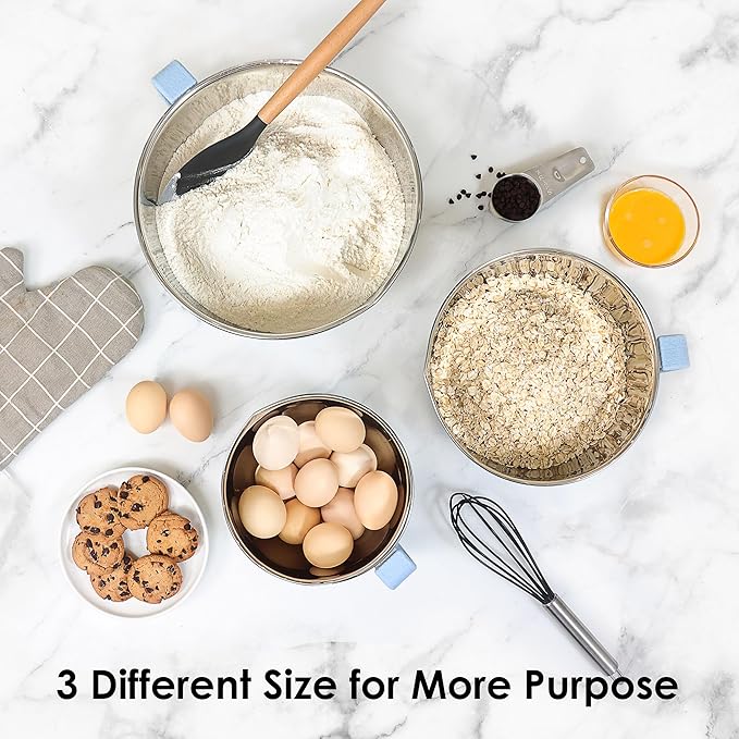 Rorence Stainless Steel Mixing Bowls Set: Non-Slip Silicone Bottom Kitchen Bowls - Image 5