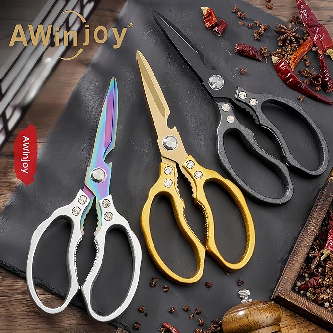 AWinjoy Heavy Duty Sharp Kitchen Scissors, Dishwasher Safe, Cooking Shears - Image 6