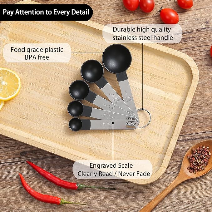 Measuring Cups and Spoons Set of Huygens Kitchen Gadgets 10 Pieces, Stackable - Image 3