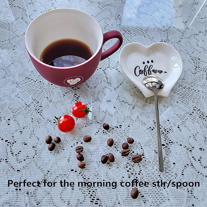 Heart-shaped Coffee Spoon Rest, Mini Coffee Spoon Holder, Small Ceramic Spoon - Image 5