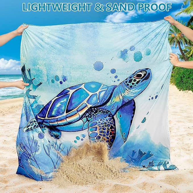 WIWIGO Beach Blanket Waterproof Sandproof Beach Mat 79" X 83"/10'x9'for 2-8 - Image 4