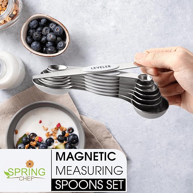 Spring Chef White Stainless Steel Magnetic Measuring Spoons Set of 8 - Image 2