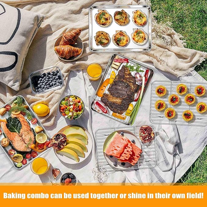 Homikit Quarter Sheet with Rack, 9x13 Stainless Steel Baking Pan with Wire - Image 9