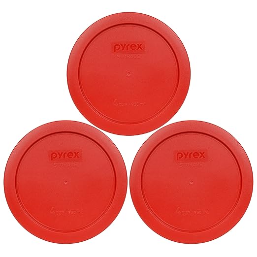 Pyrex 7201-PC 4 Cup Poppy Red Food Storage Replacement Lids by Pyrex