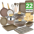 Nutrichef 22-Piece Marble Non-Stick Cookware and Bakeware Set by NutriChef%E2%84%A2Kitchen