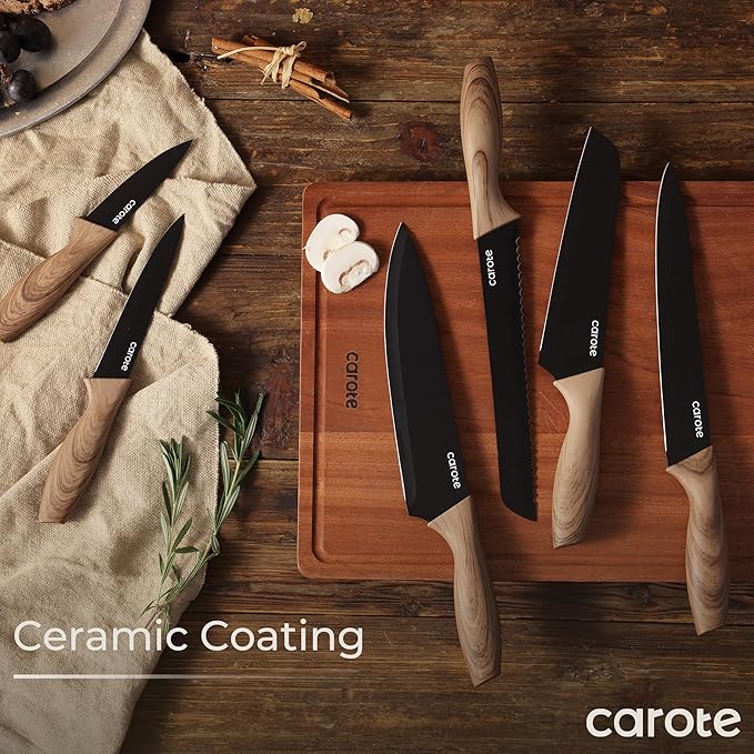 CAROTE 12PCS Knife Set, Stainless Steel Kitchen Knife Set - Image 6