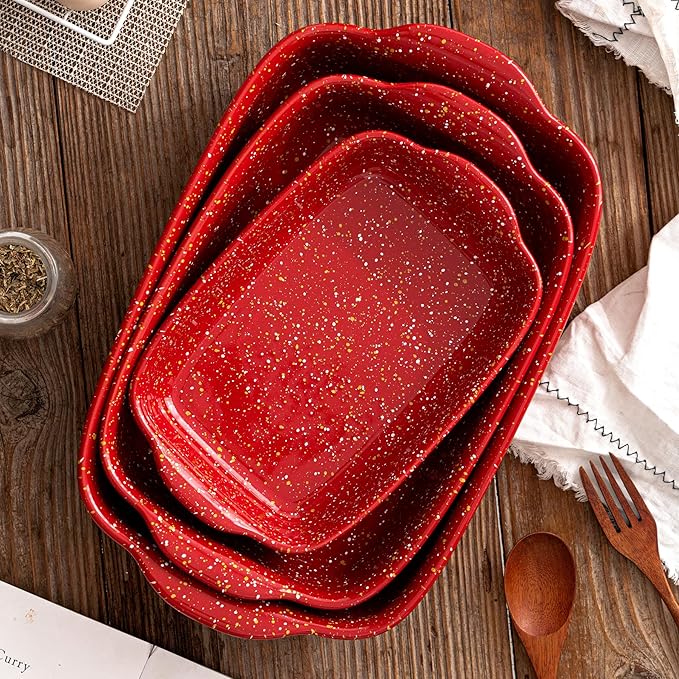 3-Pack Ceramic Lasagna Pan, Heavy-Duty Rectangular Baking Dishes, High Heat - Image 3