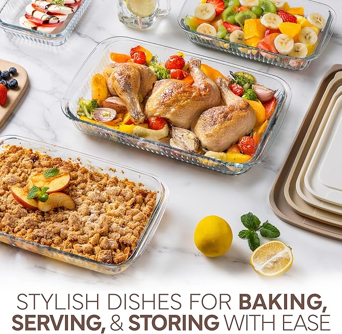 COOK WITH COLOR 8-Piece Deep Glass Baking Dish Set with Plastic Lids – - Image 4