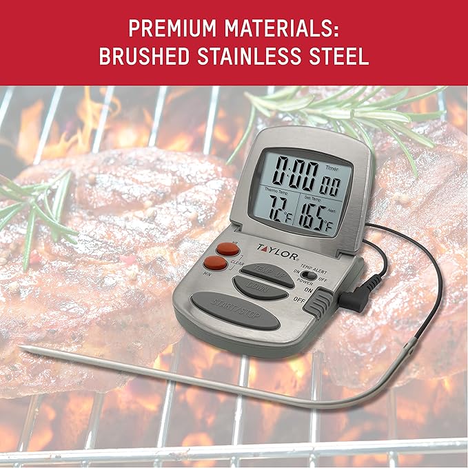 Taylor Programmable Instant-Read Wired Probe Digital Meat Thermometer, - Image 4