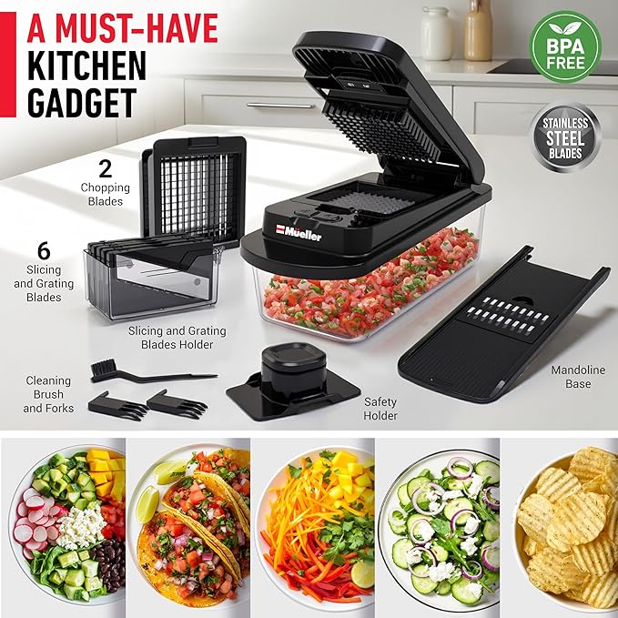 Mueller Pro-Series 10-in-1, 8 Blade Vegetable Chopper, Mandoline Slicer - Image 7