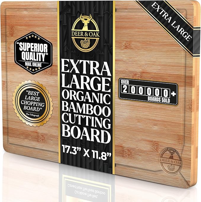Deer & Oak Premium Extra Large Bamboo Cutting Board by DeerOak