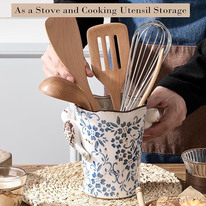 6.34"H Utensil Holder for Kitchen Counter, Modern Farmhouse Cooking Utensil - Image 5