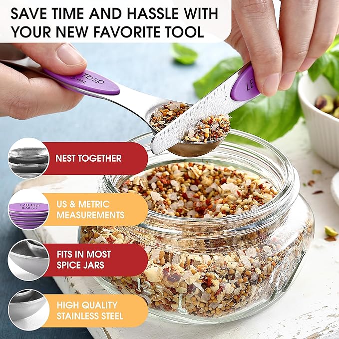 Spring Chef Stainless Steel Magnetic Measuring Spoons Set of 8 - Image 5