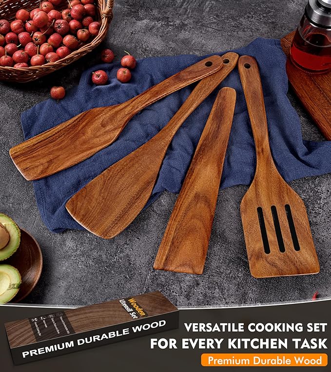 4Pcs Wooden Spatula for Cooking, Acacia Wooden Spatula for Kitchen Use - Image 7