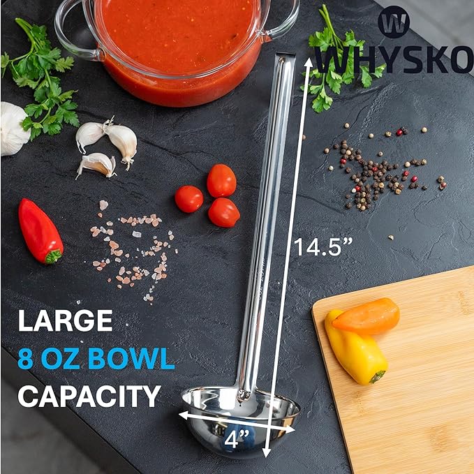 Whysko Soup Ladle Stainless Steel, 8 oz Metal Ladle Spoon, Rustproof Heat - Image 2