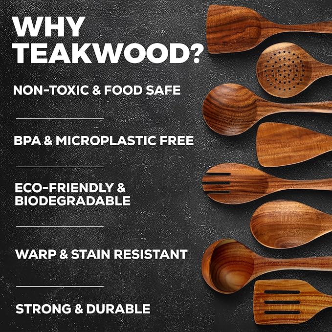 Zulay Kitchen Premium 8-Piece Wooden Spoons - Image 4