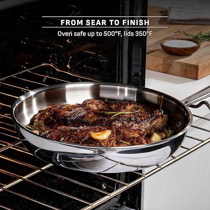T-Fal Pro Tri-Ply Fry Pan, Stainless Steel Pan 12 inch, Induction Cookware - Image 6