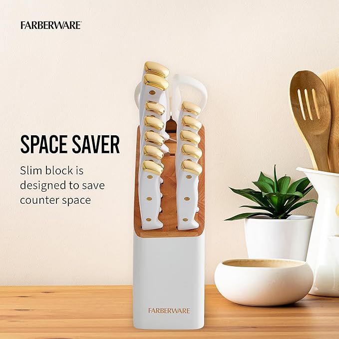 Farberware 14-Piece Knife Block Set, High-Carbon Stainless Steel, Triple-Riveted - Image 5