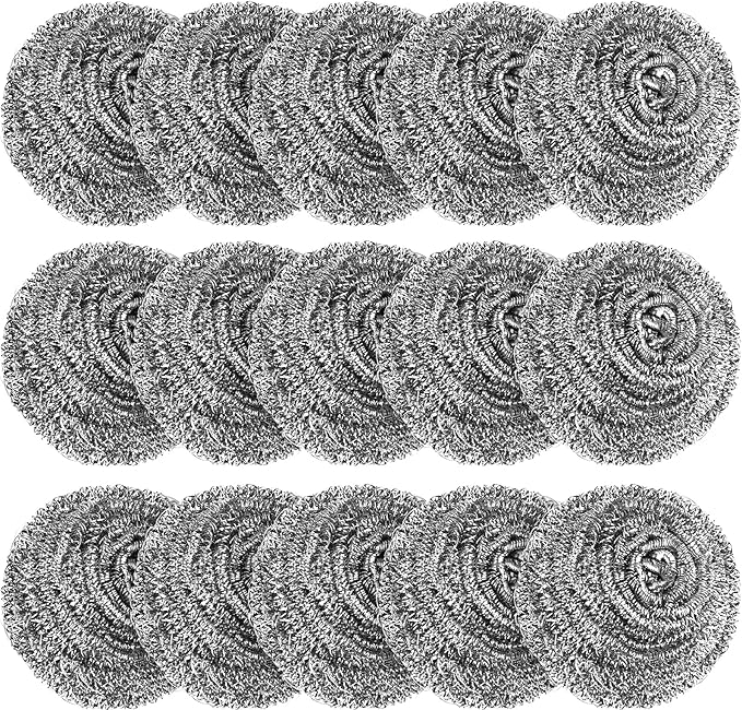 15 Pack Steel Wool Scrubber, Metal Kitchen Scrubbing Sponges, Dishwashing by VOPTON