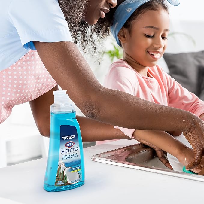 CLOROX Scentiva Dishwashing Liquid Soap | Smells Great and Cuts Through Grease Fast | Quick Rinsing Formula for a Powerful Clean You Can Trust, Pacific Breeze & Coconut, 26 Oz (Pack of 6) | Ultra-concentrated formula, bleach-free, cuts through food res...