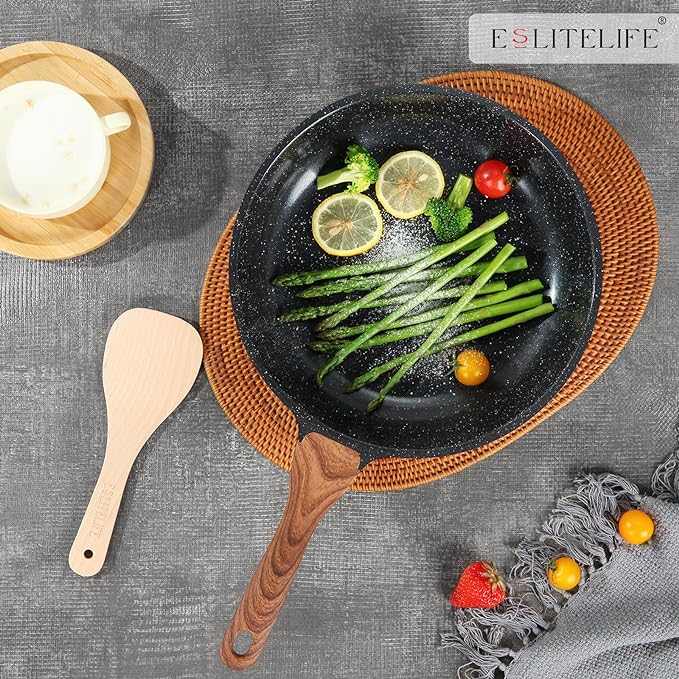 ESLITE LIFE Nonstick Ceramic Frying Pans Skillets Set, Non-Toxic Egg Omelette - Image 7
