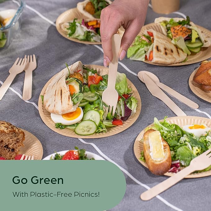 PURPLECLAY Wooden Disposable Forks FSC Certified Wood Compostable Forks - Image 7