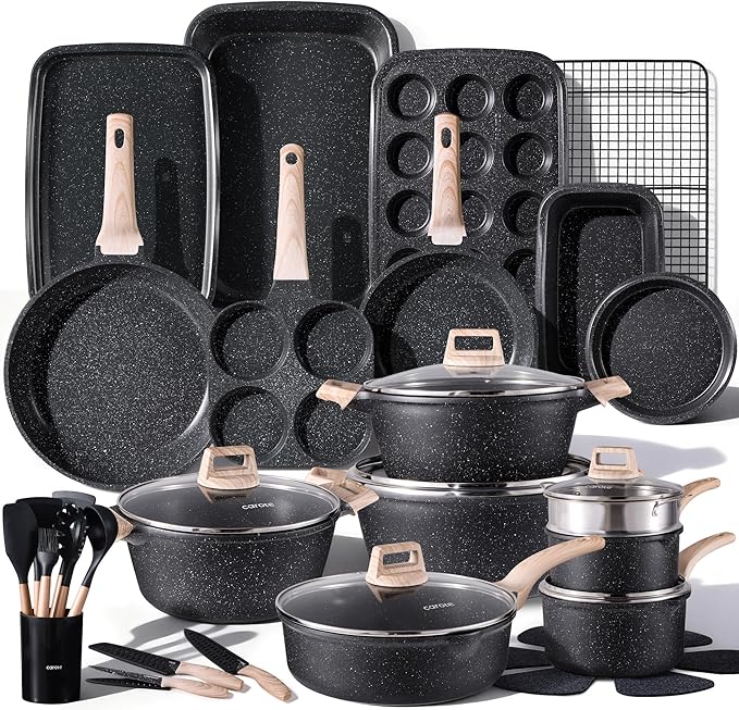 CAROTE 44pcs Pots and Pan Set Nonstick, Cookware Sets, Cooking Set Non Stick by CAROTE
